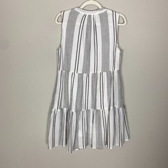Sundry for Evereve The Everyday Dress Black and White Striped Tiered Womens 1 - Picture 3 of 7